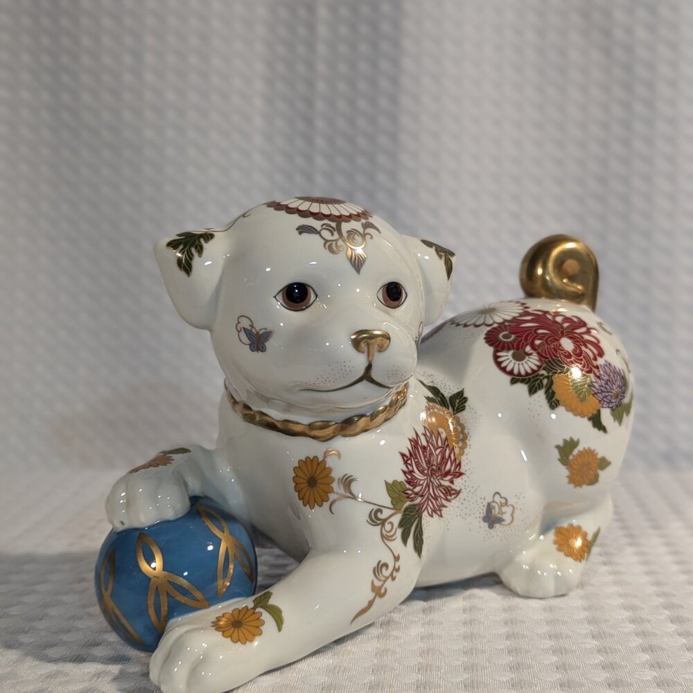 Franklim Mint "The Imperial Puppy of Satsuma" Hand Painted Fine Porcelain 1987 - Picture 2 of 11